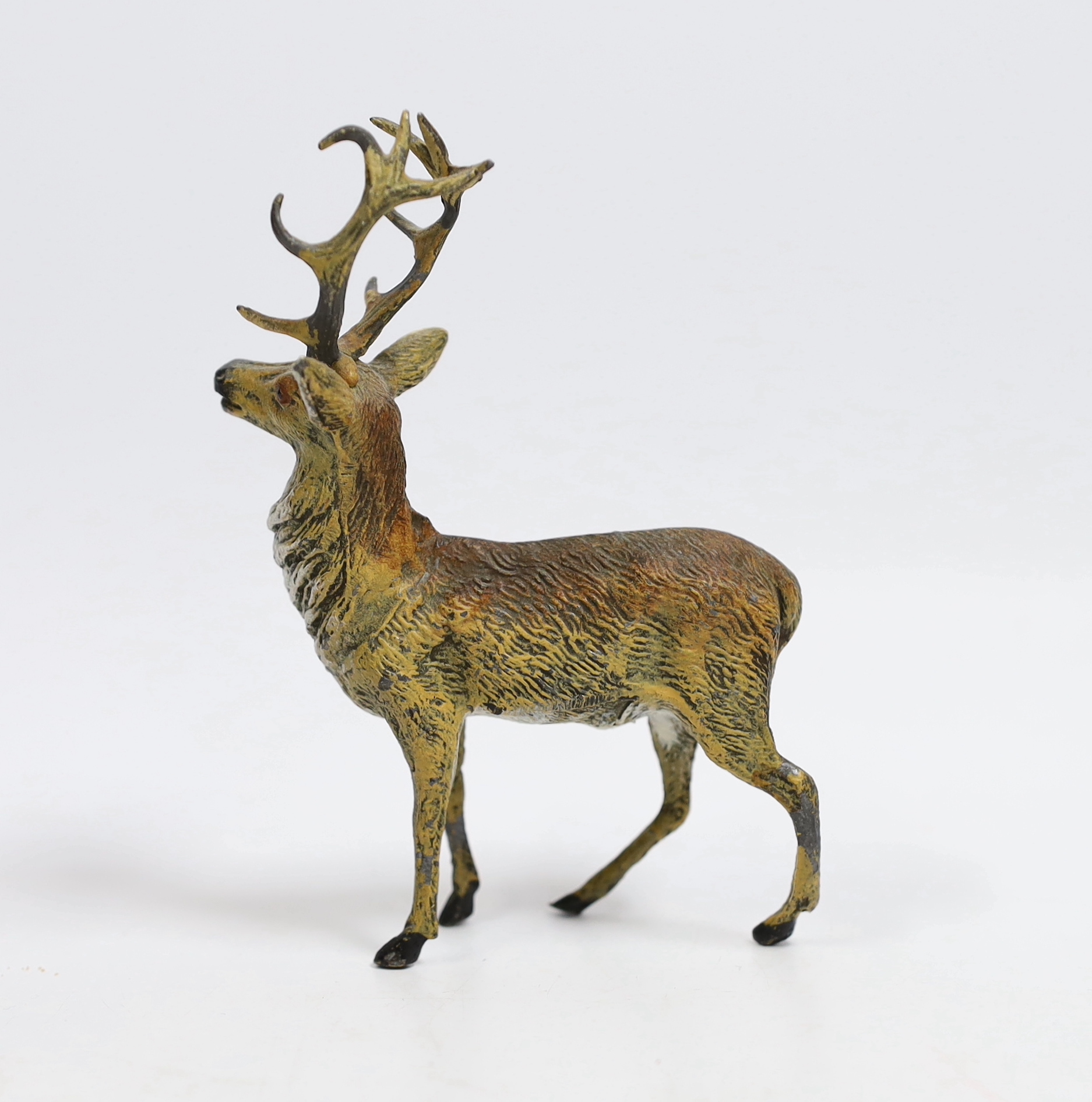 A large Austrian cold painted model of a Stag, 13cm high